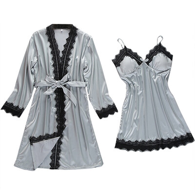 Toponeto Women Sexy Satin Fashion Lace Patchwork Sleepwear Sling Robe Long Sleeve Set
Toponeto Women Sexy Satin Fashion Lace Patchwork Sleepwear Sling Robe Long Sleeve Set