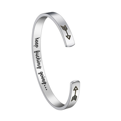 Fashion Keep Going Stainless Steel Lettering Bracelet Metal Groove Adjustable Inspirational Cuff Bracelet
Fashion Keep Going Stainless Steel Lettering Bracelet Metal Groove Adjustable Inspirational Cuff Bracelet