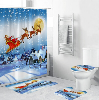 Gobestart 4Pcs Christmas shower Curtain Bathroom Anti-slip Carpet Rug Toilet Cover Mat Set
Gobestart 4Pcs Christmas shower Curtain Bathroom Anti-slip Carpet Rug Toilet Cover Mat Set