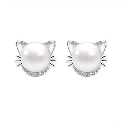 Women Adorable Cat Rhinestone Studs Earrings Shiny Crystal White Pearl Girls Stud Earrings
Women Adorable Cat Rhinestone Studs Earrings Shiny Crystal White Pearl Girls Stud Earrings