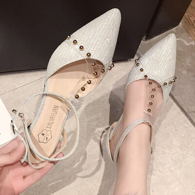 Korean version elegant early spring bag head sexy riveted sandals womens fine heeled tip button-up heels
Korean version elegant early spring bag head sexy riveted sandals womens fine heeled tip button-up heels