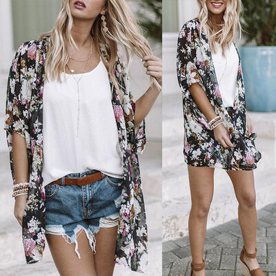 Women Kimono Cardigan Floral Print Boho Half Sleeves Loose Long Bikini Cover Ups Beachwear
Women Kimono Cardigan Floral Print Boho Half Sleeves Loose Long Bikini Cover Ups Beachwear