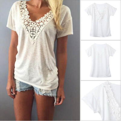 Women Floral Lace Chiffon Vest Top short Sleeve Cotton Blouse Casual Top T Shirt
Women Floral Lace Chiffon Vest Top short Sleeve Cotton Blouse Casual Top T Shirt