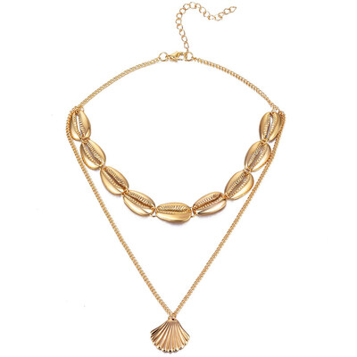 European&American fashion wild metal texture double neck necklace alloy shell scallop pendant necklace national style accessories
European&American fashion wild metal texture double neck necklace alloy shell scallop pendant necklace national style accessories