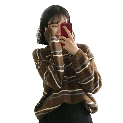 Autumn Winter Women Sweaters Fashion Stripe Long Sleeve O Neck Pullovers Female Loose Casual Knitted Sweater Pull Femme
Autumn Winter Women Sweaters Fashion Stripe Long Sleeve O Neck Pullovers Female Loose Casual Knitted Sweater Pull Femme