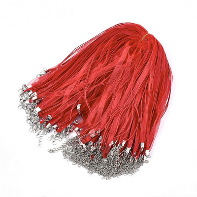 Waxed Cord&Organza Ribbon Necklace Making with Iron Lobster Claw Clasps Platinum Red 176"178"45455cm 7mm
Waxed Cord&Organza Ribbon Necklace Making with Iron Lobster Claw Clasps Platinum Red 176"178"45455cm 7mm