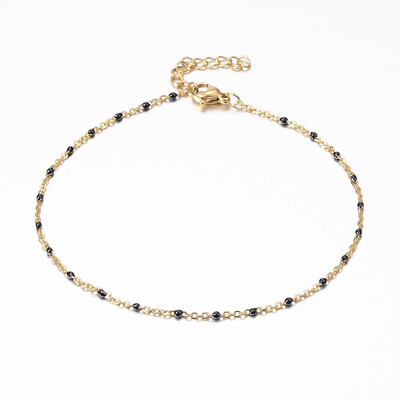 304 Stainless Steel Cable Chain Anklets with Enamel Links Golden Black 9"23cm 152mm
304 Stainless Steel Cable Chain Anklets with Enamel Links Golden Black 9"23cm 152mm