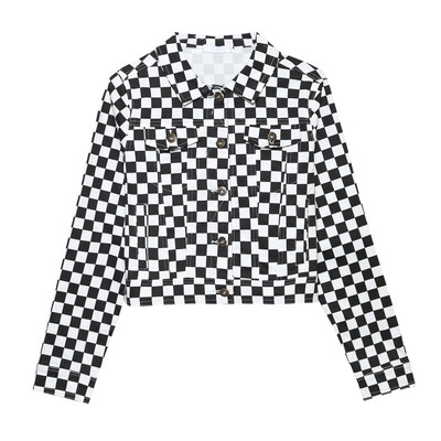 Fashion Hot Womens Black And White Plaid Short Jacket Jacket Spring And Autumn Lapel Long Sleeve Jacket
Fashion Hot Womens Black And White Plaid Short Jacket Jacket Spring And Autumn Lapel Long Sleeve Jacket