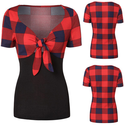 Nomeni Women Fashion Casual Color Block Plaid Panel Bow Knot Bandage T-Shirt Top Blouse
Nomeni Women Fashion Casual Color Block Plaid Panel Bow Knot Bandage T-Shirt Top Blouse