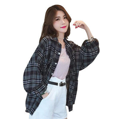 Women Vintage Plaid Print Chiffon Shirt Loose Single-breasted Cotton Long Sleeve Lapel Blouse
Women Vintage Plaid Print Chiffon Shirt Loose Single-breasted Cotton Long Sleeve Lapel Blouse