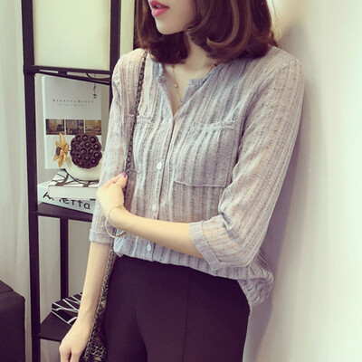 Women Spring Summer Temperament Solid Color V-neck Cotton And Linen Loose Blouse
Women Spring Summer Temperament Solid Color V-neck Cotton And Linen Loose Blouse