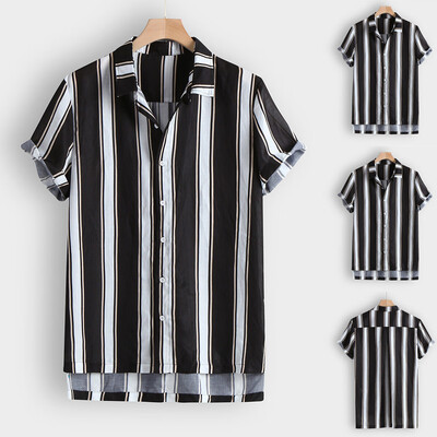Toponeto Fashion Mens Casual Button Hawaii Striped Print Beach Short Sleeve Top Blouse
Toponeto Fashion Mens Casual Button Hawaii Striped Print Beach Short Sleeve Top Blouse