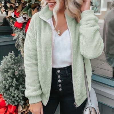 Women Solid Color High Collar Long Sleeve Zipper Casual Warm Winter Autumn Loose Plush Coat Tops
Women Solid Color High Collar Long Sleeve Zipper Casual Warm Winter Autumn Loose Plush Coat Tops