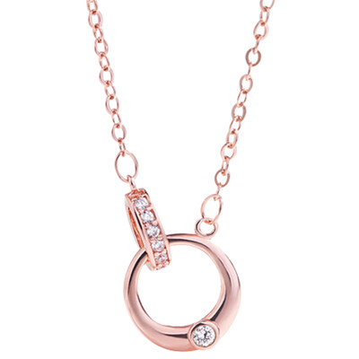 Women Fashion Elegant Rose Gold Double Rings Crystal Rhinestone Pendant Couple Necklace
Women Fashion Elegant Rose Gold Double Rings Crystal Rhinestone Pendant Couple Necklace