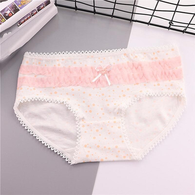 Cute Women Underwear Cotton Blends Polka Dot Print Crochet Lace Scallop Tied Ruffle Elastic Waist Bow Briefs
Cute Women Underwear Cotton Blends Polka Dot Print Crochet Lace Scallop Tied Ruffle Elastic Waist Bow Briefs