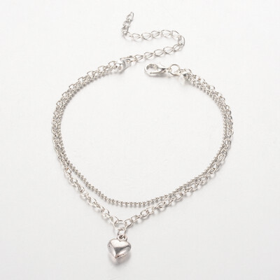 Tibetan Style Heart Charm Anklets with Iron Chains&Zinc Alloy Lobster Claw Clasps Platinum 230mm
Tibetan Style Heart Charm Anklets with Iron Chains&Zinc Alloy Lobster Claw Clasps Platinum 230mm