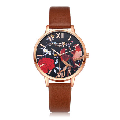 Luxury Women Watches Red Rose Pattern Dial Ladies Quartz Wristwatch Simple Leather Strap Clock Casual Dress Relogio Feminino
Luxury Women Watches Red Rose Pattern Dial Ladies Quartz Wristwatch Simple Leather Strap Clock Casual Dress Relogio Feminino