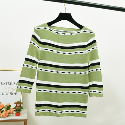 Womens Sweater Autumn Stripe Slim Seven Sleeve Pullover Female O-Neck Winter Bottoming Knitwear Korean Knitted Sweaters
Womens Sweater Autumn Stripe Slim Seven Sleeve Pullover Female O-Neck Winter Bottoming Knitwear Korean Knitted Sweaters