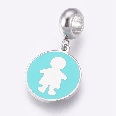 304 Stainless Steel European Dangle Beads Large Hole Pendants with Enamel Flat Round with Boy Cyan Stainless Steel Color
304 Stainless Steel European Dangle Beads Large Hole Pendants with Enamel Flat Round with Boy Cyan Stainless Steel Color