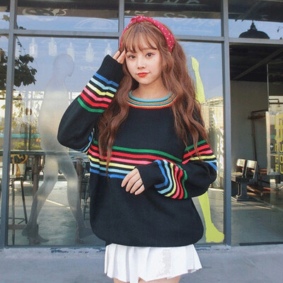 Loose Casual Sweater Long Sleeve O-Neck Pullover Tops Striped Sweaters Knitted Tops
Loose Casual Sweater Long Sleeve O-Neck Pullover Tops Striped Sweaters Knitted Tops