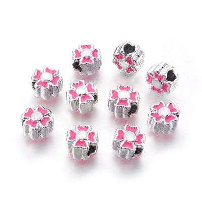 Alloy Enamel European Beads Large Hole Beads Clover Silver DeepPink 125x125x9mm Hole 45mm
Alloy Enamel European Beads Large Hole Beads Clover Silver DeepPink 125x125x9mm Hole 45mm