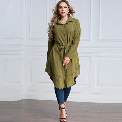 Women Plus Size Shirt Dress Burning Flowers Hollow Out Irregular Hem Belted Casual Tunic Long Blouse Top
Women Plus Size Shirt Dress Burning Flowers Hollow Out Irregular Hem Belted Casual Tunic Long Blouse Top
