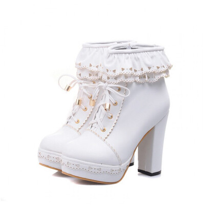 IDIFU Womens Elegant Falbala Splicing Round Toe Lace-up Bridal Booties Side Zipper Chunky High Heel Platform Ankle Boots
IDIFU Womens Elegant Falbala Splicing Round Toe Lace-up Bridal Booties Side Zipper Chunky High Heel Platform Ankle Boots