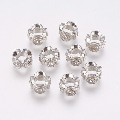 Alloy European Beads Large Hole Beads with Rhinestone Flower Platinum 1011x6mm Hole 5mm
Alloy European Beads Large Hole Beads with Rhinestone Flower Platinum 1011x6mm Hole 5mm