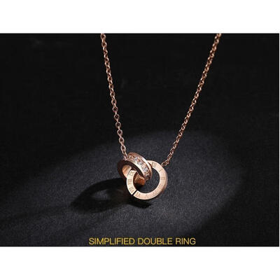 Stainless Steel Rose Gold Double Ring Interlocking Chain Nacklace Pendant Valentines Gift For Girlfriend Wife
Stainless Steel Rose Gold Double Ring Interlocking Chain Nacklace Pendant Valentines Gift For Girlfriend Wife