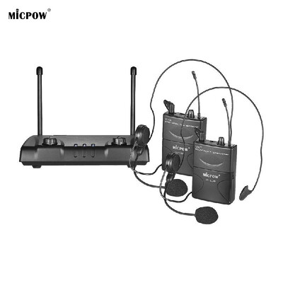 MICPOW W-10 VHF Dual Channel Wireless Microphone Mic System with 2 Headset Microphones 2 Bodypack Transmitters 1 Receiver for
MICPOW W-10 VHF Dual Channel Wireless Microphone Mic System with 2 Headset Microphones 2 Bodypack Transmitters 1 Receiver for