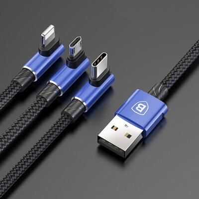 BASEUS One Drag Three Charging Data Cable 35A 12m Elbow Type-C Lightning Micro USB Charge Wire Cable-12m
BASEUS One Drag Three Charging Data Cable 35A 12m Elbow Type-C Lightning Micro USB Charge Wire Cable-12m