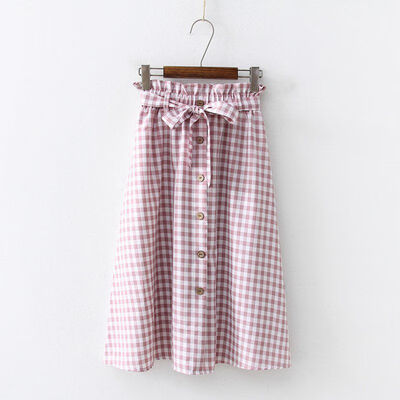 Women Vintage Literary Style Elastic High Waist Button Plaid Print Wild A Word Long Paragraph Skirt
Women Vintage Literary Style Elastic High Waist Button Plaid Print Wild A Word Long Paragraph Skirt