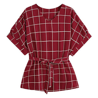 Starmoon Womens Casual Self Tie Short Sleeve V Neck Lattice Blouse Plaid Tops T-Shirt
Starmoon Womens Casual Self Tie Short Sleeve V Neck Lattice Blouse Plaid Tops T-Shirt