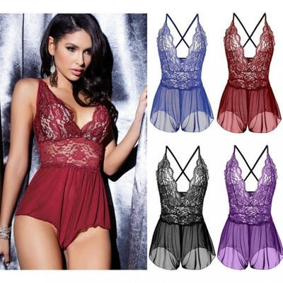 Lady Sexy Deep V Neck Lingerie Set Shoulder Strap Sleepwear Exposed Woman NIghtwear
Lady Sexy Deep V Neck Lingerie Set Shoulder Strap Sleepwear Exposed Woman NIghtwear