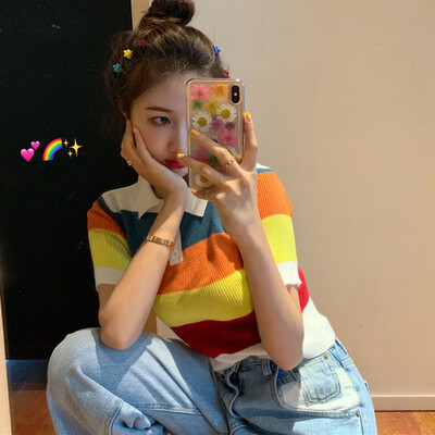 ladies striped sweater for spring summer korean sweater woman summer short sleeve FLOWER RAINBOW KNITTED SHIRT women
ladies striped sweater for spring summer korean sweater woman summer short sleeve FLOWER RAINBOW KNITTED SHIRT women
