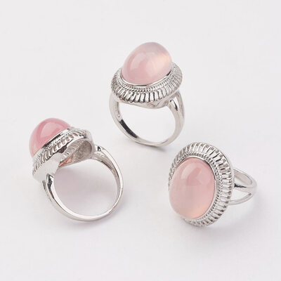 Natural Pink Chalcedony Finger Rings with Alloy Ring Finding Paltinum Oval Size 8 18mm
Natural Pink Chalcedony Finger Rings with Alloy Ring Finding Paltinum Oval Size 8 18mm