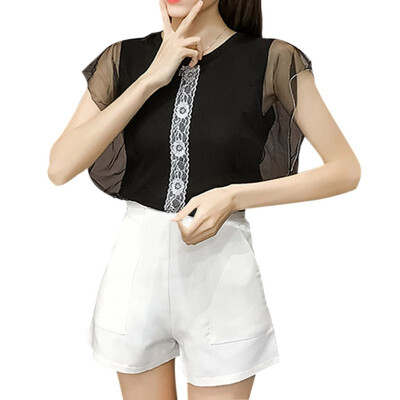 Ladies Summer Sexy Mesh Stitching Perspective Short-sleeved T Shirt Round Collar Bottoming Shirt Knit Tops
Ladies Summer Sexy Mesh Stitching Perspective Short-sleeved T Shirt Round Collar Bottoming Shirt Knit Tops