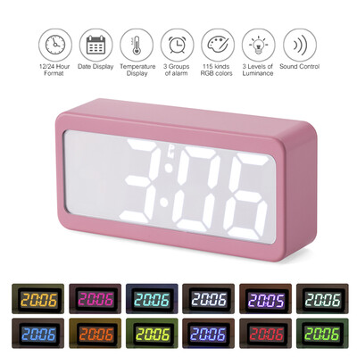 USBBattery Powered Digital RGB LED Alarm Clock TimeTemperatureDate Display 115-Color Changing 3-Level Brightness Sound Control
USBBattery Powered Digital RGB LED Alarm Clock TimeTemperatureDate Display 115-Color Changing 3-Level Brightness Sound Control