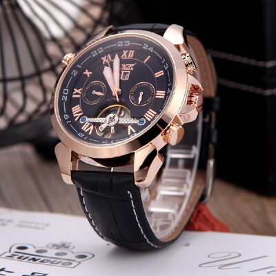 Jaragar Fashion Mens Semi Automatic Mechanical Wrist Sport Watch Leather Band Roman & Arabic Numerals Date Day Week Display Rose
Jaragar Fashion Mens Semi Automatic Mechanical Wrist Sport Watch Leather Band Roman & Arabic Numerals Date Day Week Display Rose