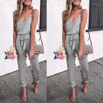 Starmoon Fashion Women Solid V-Neck Strapless Bandage Ruffled Sleeveless Long Jumpsuits
Starmoon Fashion Women Solid V-Neck Strapless Bandage Ruffled Sleeveless Long Jumpsuits