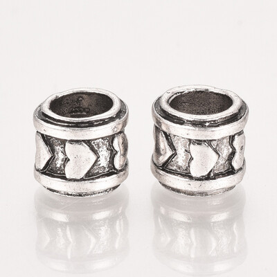 Tibetan Style Alloy European Beads Large Hole Beads Donut with Heart Antique Silver 8x8mm Hole 5mm
Tibetan Style Alloy European Beads Large Hole Beads Donut with Heart Antique Silver 8x8mm Hole 5mm
