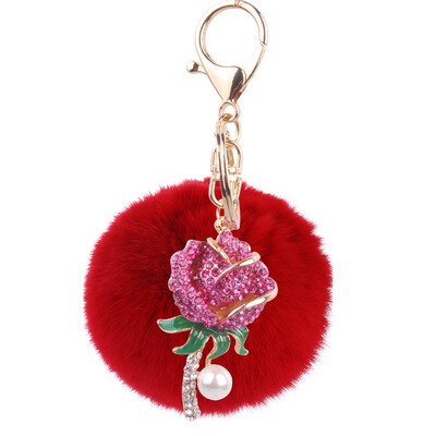 Korean fashion pink rose keychain creative rex rabbit plush ball car bag pendant small gifts
Korean fashion pink rose keychain creative rex rabbit plush ball car bag pendant small gifts