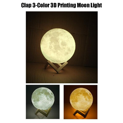 3D Printing Clap Moon Light USB Rechargeable 3-Color Dimmable Night Lamp Bedroom Decor with Wooden Stand
3D Printing Clap Moon Light USB Rechargeable 3-Color Dimmable Night Lamp Bedroom Decor with Wooden Stand