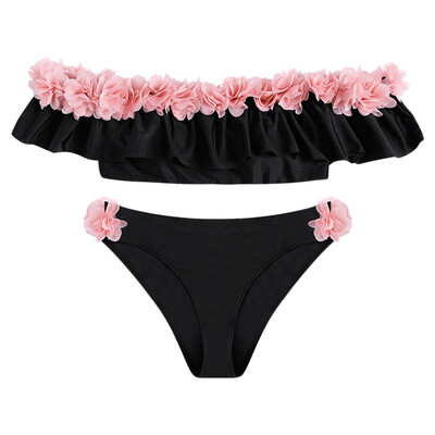 Off The Shoulder Flounce Padded Decorative Flowers Low Waist Two-piece Women Bikini Set
Off The Shoulder Flounce Padded Decorative Flowers Low Waist Two-piece Women Bikini Set