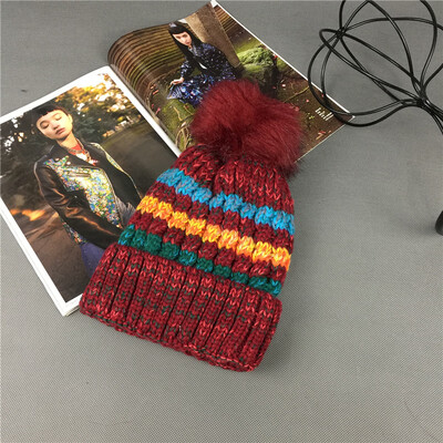 Winter warm wool cap woman candy color rainbow knitted hat hair ball curling cover hat tide ear cap wholesale
Winter warm wool cap woman candy color rainbow knitted hat hair ball curling cover hat tide ear cap wholesale