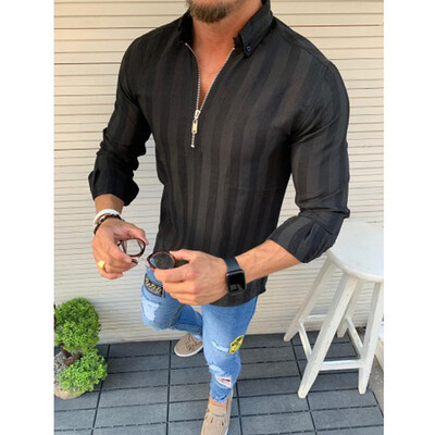 Men Striped Long Sleeve Zipper Shirts Male Casual Business Fit Blouse Slim Top
Men Striped Long Sleeve Zipper Shirts Male Casual Business Fit Blouse Slim Top