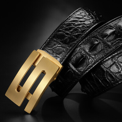 Leather belt mens real crocodile leather buckle belt Stainless steel letter button belt with a generation of hair
Leather belt mens real crocodile leather buckle belt Stainless steel letter button belt with a generation of hair