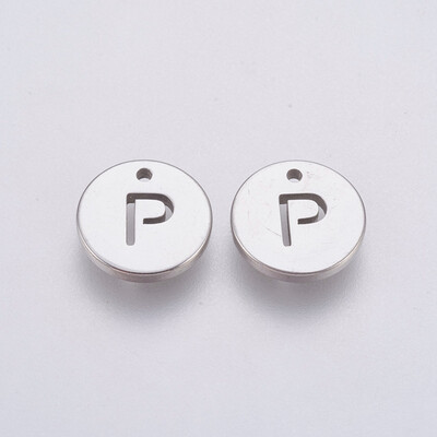 304 Stainless Steel Charms Flat Round with Letter Stainless Steel Color LetterP 10x1mm Hole 1mm
304 Stainless Steel Charms Flat Round with Letter Stainless Steel Color LetterP 10x1mm Hole 1mm