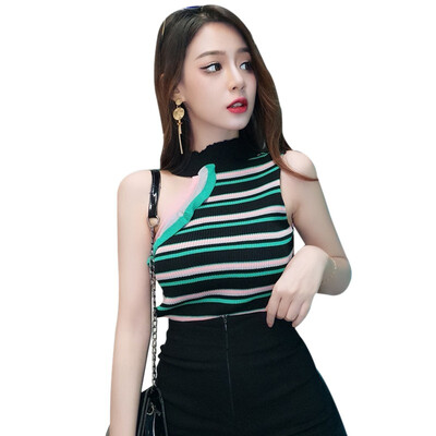 Womens Summer Sleeveless Irregular Ruffles Tank Top Vintage Striped Solid Knitted Sports Tight T-Shirt
Womens Summer Sleeveless Irregular Ruffles Tank Top Vintage Striped Solid Knitted Sports Tight T-Shirt