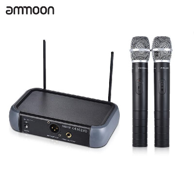 ammoon Dual Channel VHF Wireless Handheld Microphone System with Echo Function 2 Microphones & 1 Receiver 635mm Audio Cable for K
ammoon Dual Channel VHF Wireless Handheld Microphone System with Echo Function 2 Microphones & 1 Receiver 635mm Audio Cable for K